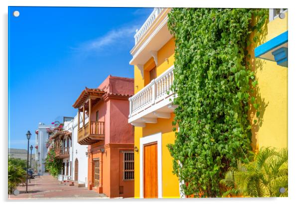 Colombia, Scenic colorful streets of Cartagena in historic Getse Acrylic by Elijah Lovkoff