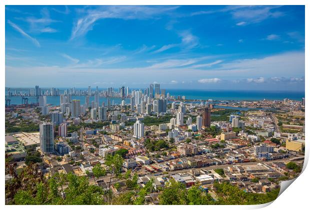 Colombia, scenic view of Cartagena cityscape, modern skyline Print by Elijah Lovkoff