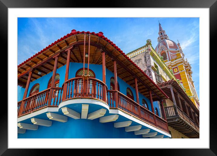 Famous colonial Cartagena Walled City (Cuidad Amurrallada) and i Framed Mounted Print by Elijah Lovkoff