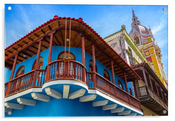 Famous colonial Cartagena Walled City (Cuidad Amurrallada) and i Acrylic by Elijah Lovkoff