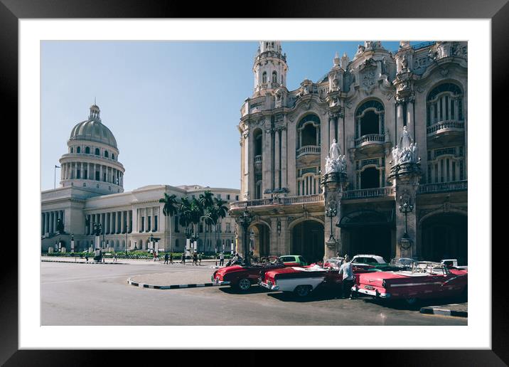 Havana, Famous colorful Taxis Framed Mounted Print by Elijah Lovkoff