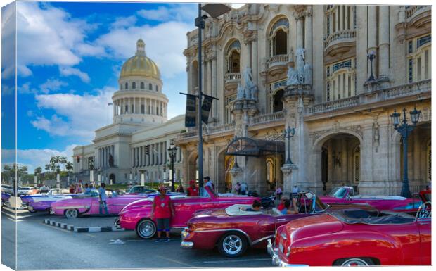 Havana, Vintage colorful taxis  Canvas Print by Elijah Lovkoff