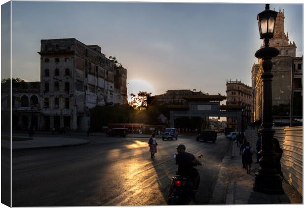 Scenic sunset over colorful old Havana Canvas Print by Elijah Lovkoff