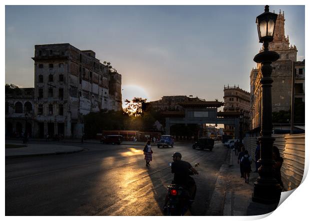 Scenic sunset over colorful old Havana Print by Elijah Lovkoff