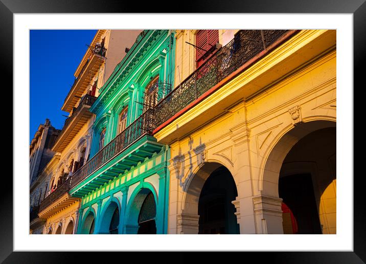 Scenic colorful Old Havana streets in historic city center  Framed Mounted Print by Elijah Lovkoff