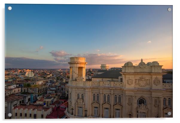 Panoramic view of an Old Havana and colorful Old Havana streets  Acrylic by Elijah Lovkoff