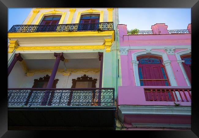 Scenic colorful Old Havana streets in historic city center Framed Print by Elijah Lovkoff