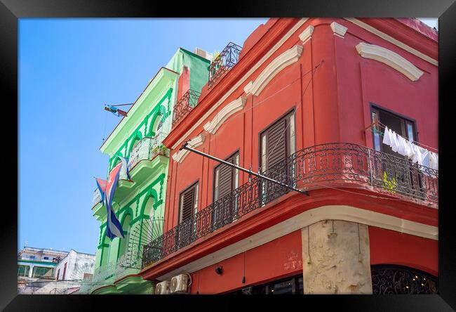 Scenic colorful Old Havana streets in historic city center Framed Print by Elijah Lovkoff