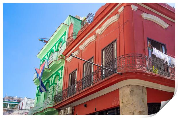 Scenic colorful Old Havana streets in historic city center Print by Elijah Lovkoff