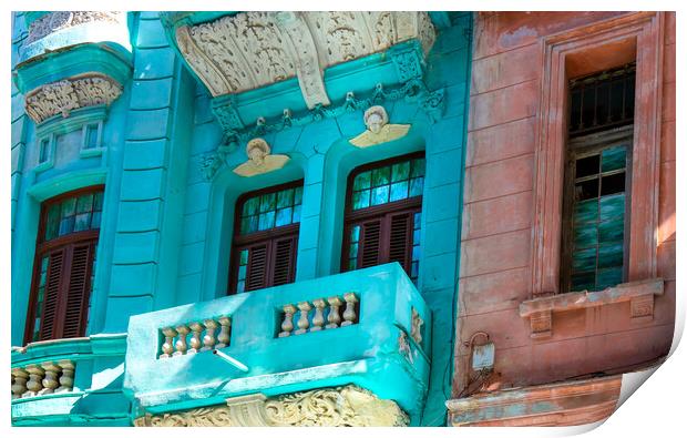 Scenic colorful Old Havana streets in historic city center of Havana Vieja near Paseo El Prado and Capitolio Print by Elijah Lovkoff