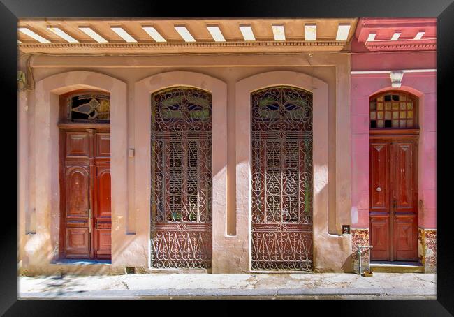 Scenic colorful Old Havana streets in historic city center of Havana Vieja near Paseo El Prado and Capitolio Framed Print by Elijah Lovkoff