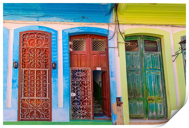 Scenic colorful Old Havana streets in historic city center (Hava Print by Elijah Lovkoff