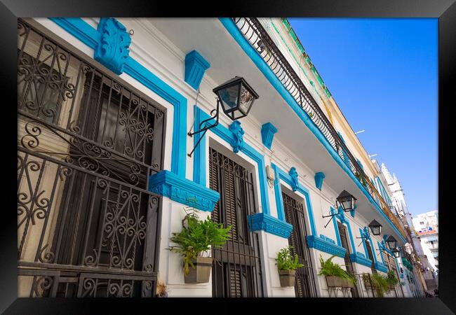 Scenic colorful Old Havana streets in historic city center (Hava Framed Print by Elijah Lovkoff
