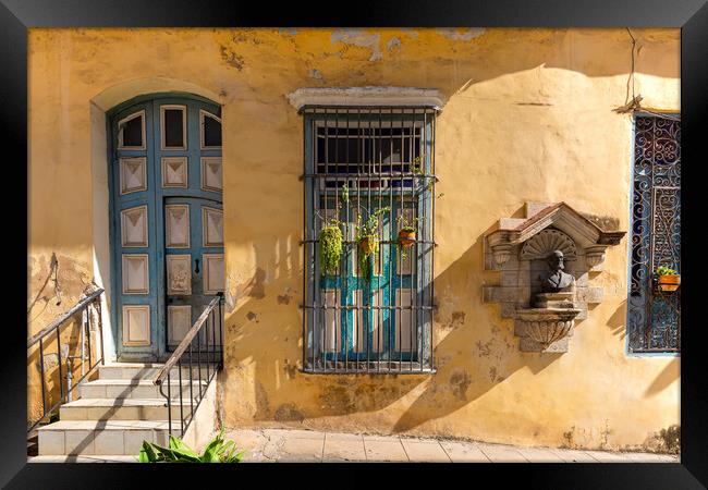 Scenic colorful Old Havana streets in historic city center - Havana Vieja - near Paseo El Prado and Capitolio. Framed Print by Elijah Lovkoff