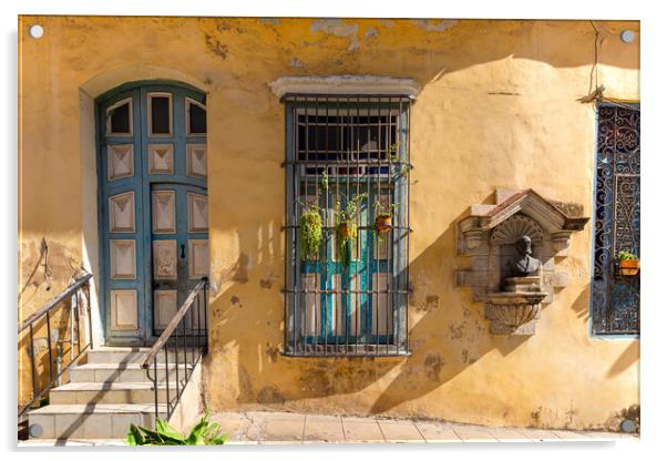 Scenic colorful Old Havana streets in historic city center - Havana Vieja - near Paseo El Prado and Capitolio. Acrylic by Elijah Lovkoff