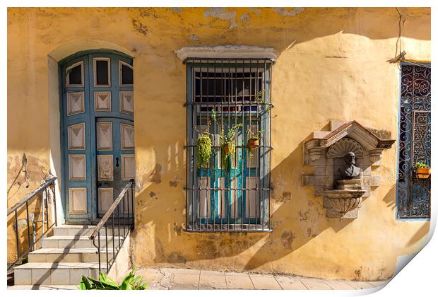 Scenic colorful Old Havana streets in historic city center - Havana Vieja - near Paseo El Prado and Capitolio. Print by Elijah Lovkoff
