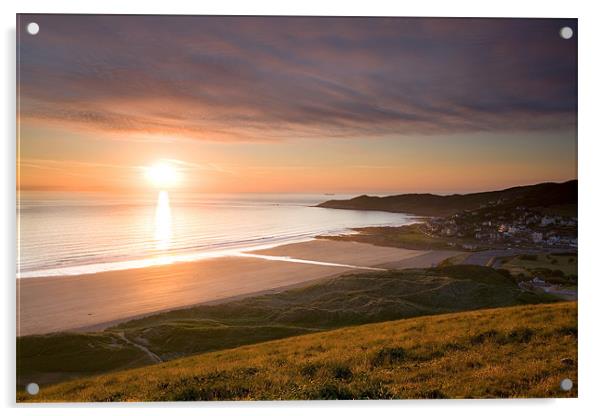Sunset Woolacombe Beach. Acrylic by Andrew Wheatley