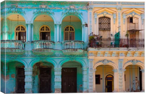 Scenic colorful Old Havana streets in historic city center  Canvas Print by Elijah Lovkoff