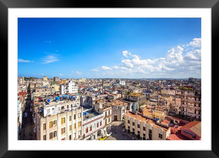 Panoramic view of an Old Havana and colorful Old Havana streets  Framed Mounted Print by Elijah Lovkoff