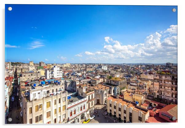 Panoramic view of an Old Havana and colorful Old Havana streets  Acrylic by Elijah Lovkoff