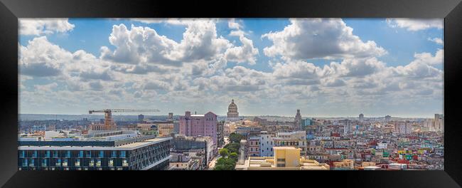 Panoramic view of an Old Havana and colorful Old Havana streets  Framed Print by Elijah Lovkoff