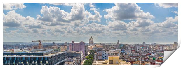 Panoramic view of an Old Havana and colorful Old Havana streets  Print by Elijah Lovkoff