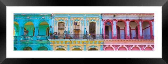 Scenic colorful Old Havana streets in historic city center Framed Mounted Print by Elijah Lovkoff