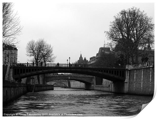 Bridges in Paris Print by Penny Fazackerley