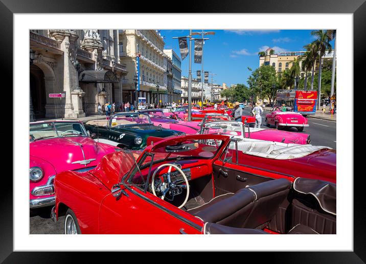 Havana, Cuba – 16 January, 2020: Famous colorful Taxis in Hava Framed Mounted Print by Elijah Lovkoff