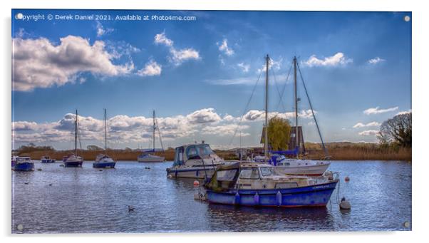 Boats on the River Stour, Christchurch (panoramic) Acrylic by Derek Daniel