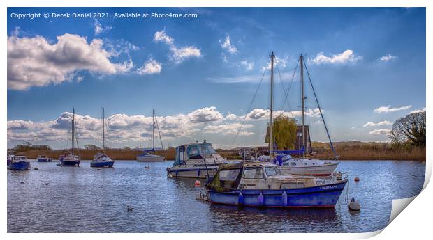 Boats on the River Stour, Christchurch (panoramic) Print by Derek Daniel