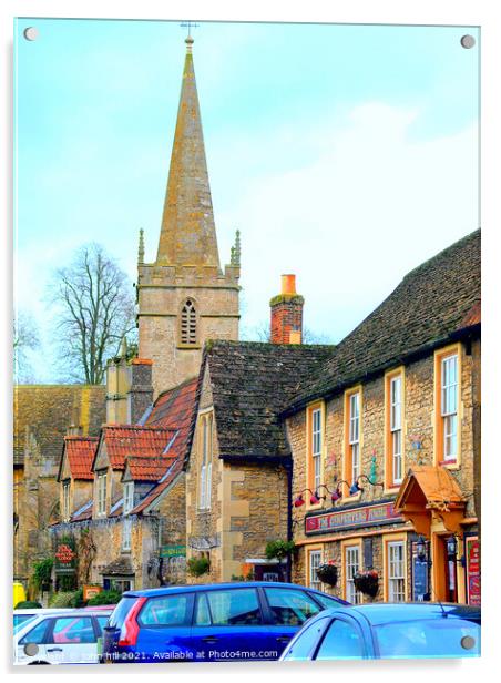 The church and houses on church street,Lacock,Wiltshire,uk Acrylic by john hill