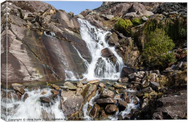 Cwmorthin Waterfall North Wales Canvas Print by chris hyde