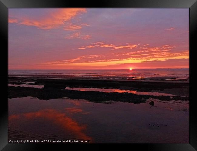 Low Clouds Setting Solway Sun  Framed Print by Mark Ritson