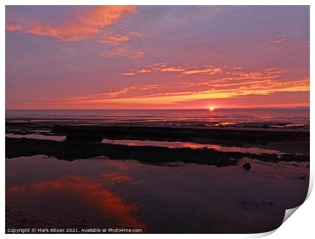 Low Clouds Setting Solway Sun  Print by Mark Ritson