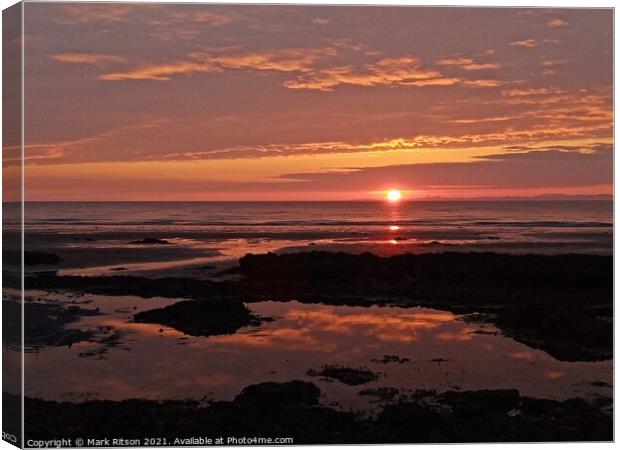 Serene Solway Sunset Reflections  Canvas Print by Mark Ritson