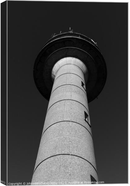 Calshot Tower in Hythe Hampshire converted to black and white Canvas Print by johnseanphotography 