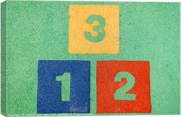 Blocks with the numbers one, two and three, positions on a podiu Canvas Print by Joaquin Corbalan