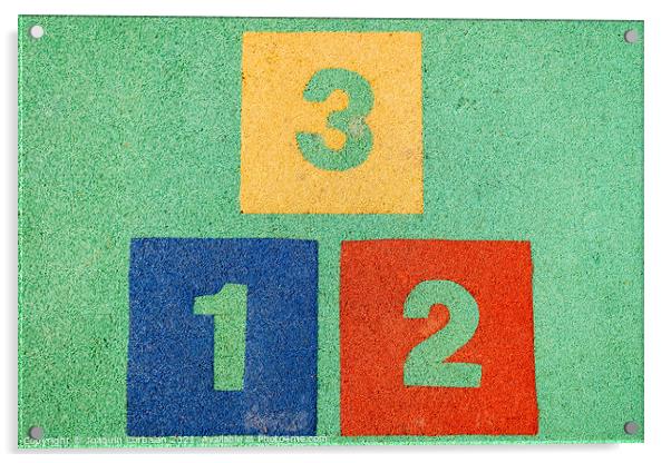 Blocks with the numbers one, two and three, positions on a podiu Acrylic by Joaquin Corbalan