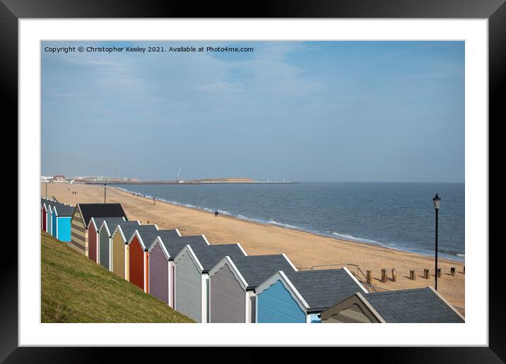 Gorleston beach huts Framed Mounted Print by Christopher Keeley