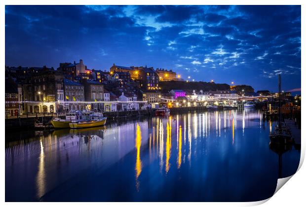 Whitby at night Print by chris smith