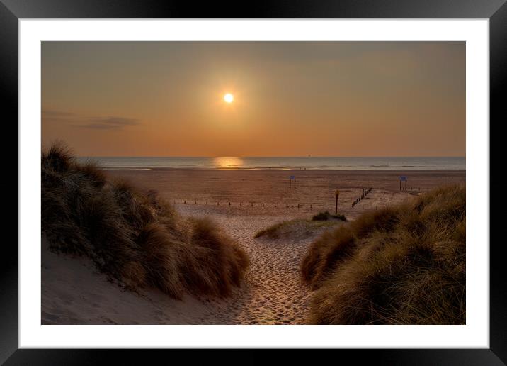 Sunset Through The Dunes Framed Mounted Print by Roger Green