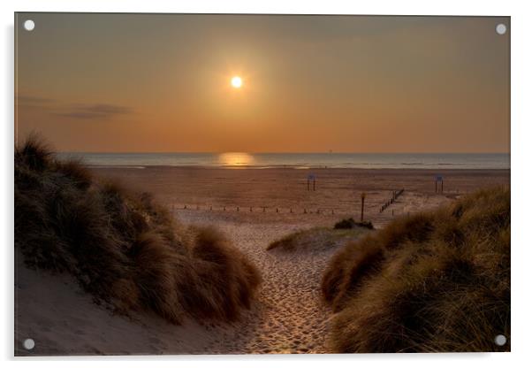 Sunset Through The Dunes Acrylic by Roger Green