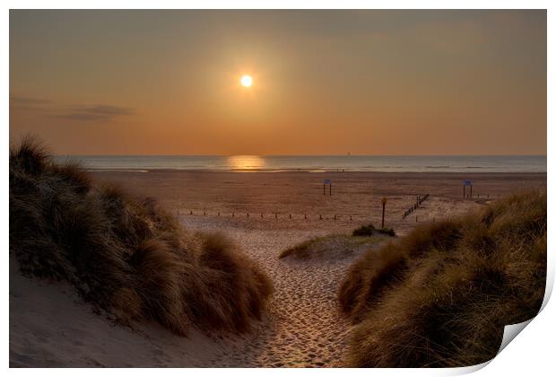 Sunset Through The Dunes Print by Roger Green