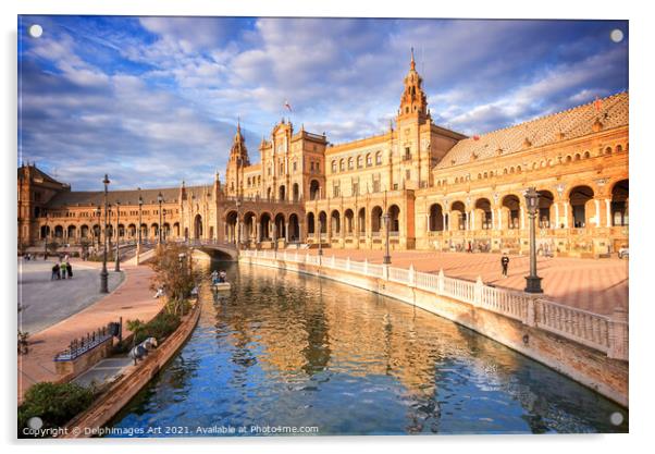 Plaza de Espana or Spain square in Seville Acrylic by Delphimages Art