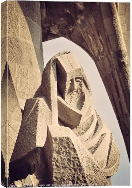 Sagrada Familia in Barcelona - Statue of Peter Canvas Print by Delphimages Art