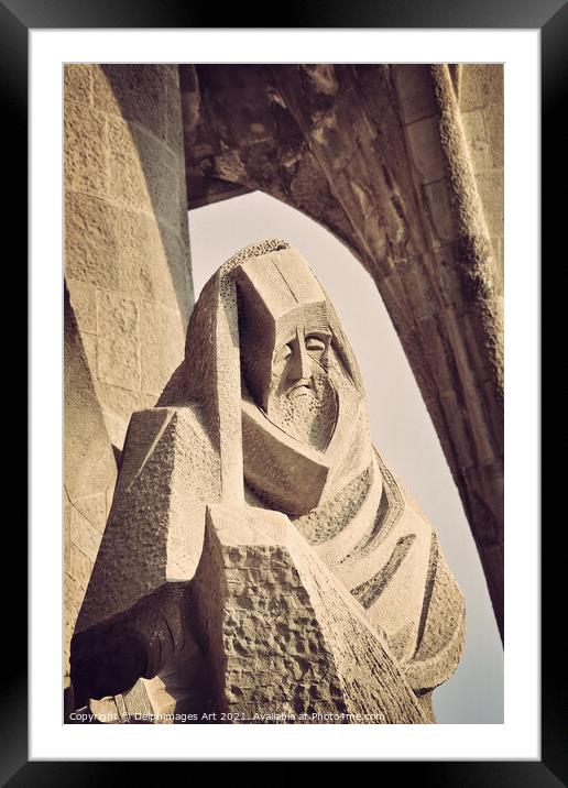 Sagrada Familia in Barcelona - Statue of Peter Framed Mounted Print by Delphimages Art