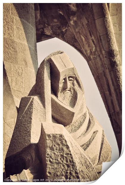 Sagrada Familia in Barcelona - Statue of Peter Print by Delphimages Art
