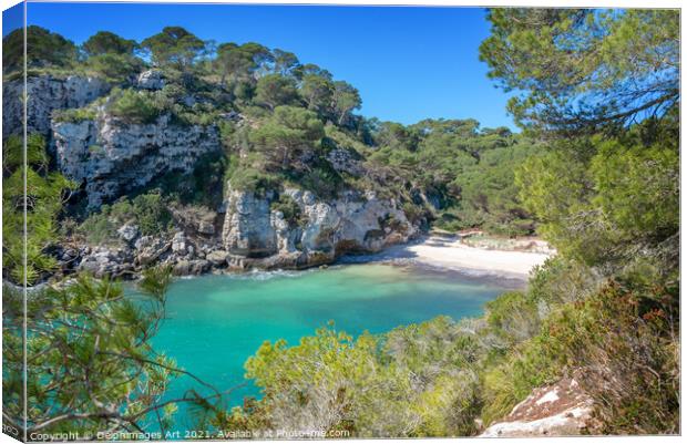 Beach in Menorca, Balearic islands, Spain Canvas Print by Delphimages Art