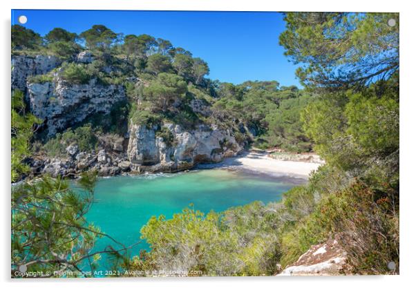 Beach in Menorca, Balearic islands, Spain Acrylic by Delphimages Art